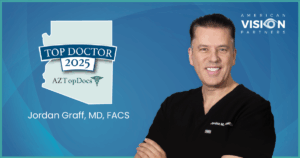Portrait of Dr. Jordan Graff in surgical scrubs at Barnet Dulaney Perkins Eye Center